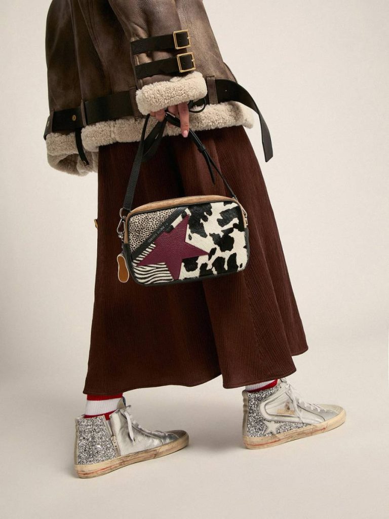 Silver Slide Women's Slide With Laminated Leather Upper And Silver Glitter Golden Goose Women - 3