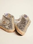 Silver Slide Women's Slide With Laminated Leather Upper And Silver Glitter Golden Goose Women - 5
