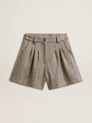 Skirts & Shorts Ecru Brown Women’s Ecru Brown Shorts In Herringbone Wool Women Golden Goose - 1