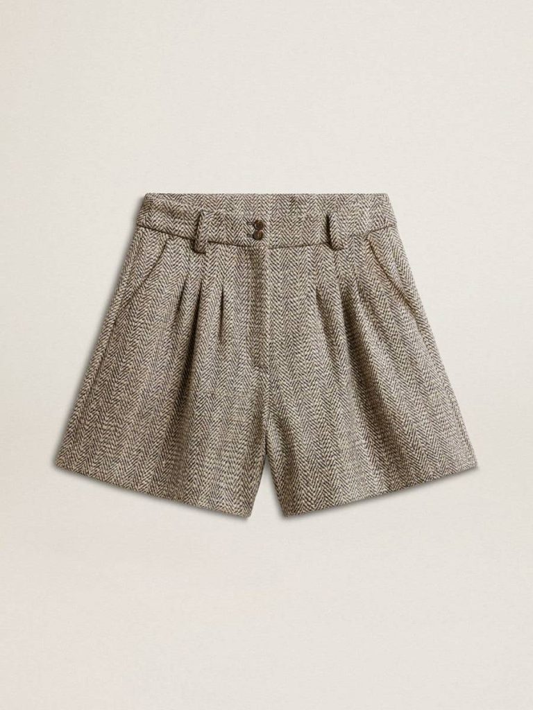 Skirts & Shorts Ecru Brown Women’s Ecru Brown Shorts In Herringbone Wool Women Golden Goose - 1