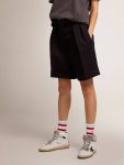 Skirts & Shorts Women Black Women's Shorts In Black Wool Gabardine With Waist Belt Golden Goose - 2