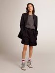 Skirts & Shorts Women Black Women's Shorts In Black Wool Gabardine With Waist Belt Golden Goose - 3