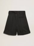 Skirts & Shorts Women Black Women's Shorts In Black Wool Gabardine With Waist Belt Golden Goose - 5