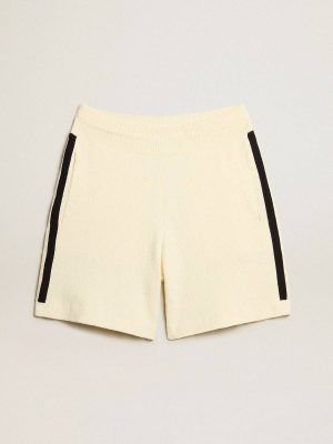 Skirts & Shorts Women's Vintage White Shorts With Blue Rib Knit On The Sides Vintage White Women Golden Goose - 1