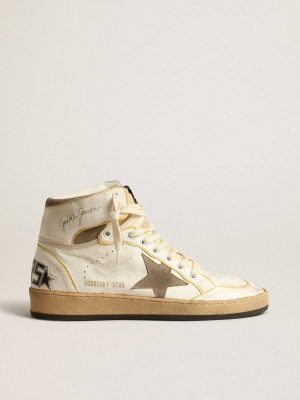 Sky-Star Golden Goose Men Men’s Sky-Star In White Nappa Leather With Dove-Gray Suede Star - 1