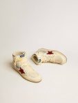 Sky-Star Golden Goose Sky-Star In Beige Nylon And Nappa With Pomegranate Suede Star Men - 2