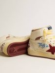 Sky-Star Golden Goose Sky-Star In Beige Nylon And Nappa With Pomegranate Suede Star Men - 3