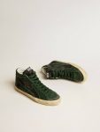 Slide Men Golden Goose Slide Ltd In Green Suede And Black Canvas With Suede Star And Flash - 2