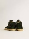 Slide Men Golden Goose Slide Ltd In Green Suede And Black Canvas With Suede Star And Flash - 4