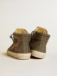 Slide Men Slide In Gray Suede With Brown Nubuck Star And Flash Golden Goose - 4