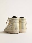 Slide Slide In Ivory Nylon With White Leather Star And Silver Swarovski Crystal Tongue Women Golden Goose - 4