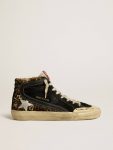 Slide Slide Penstar Ltd In Leopard-Print Pony Skin With Silver Star And Black Flash Women Golden Goose - 1