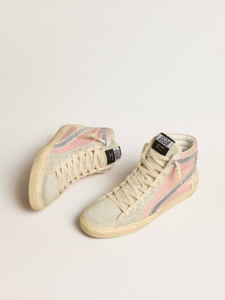 Slide Women Pink Slide Ltd With Leather Star And Swarovski Crystal Flash Golden Goose - 2