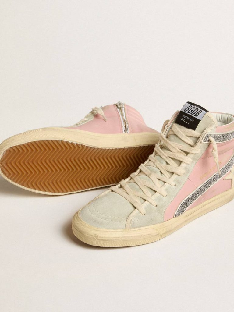 Slide Women Pink Slide Ltd With Leather Star And Swarovski Crystal Flash Golden Goose - 3