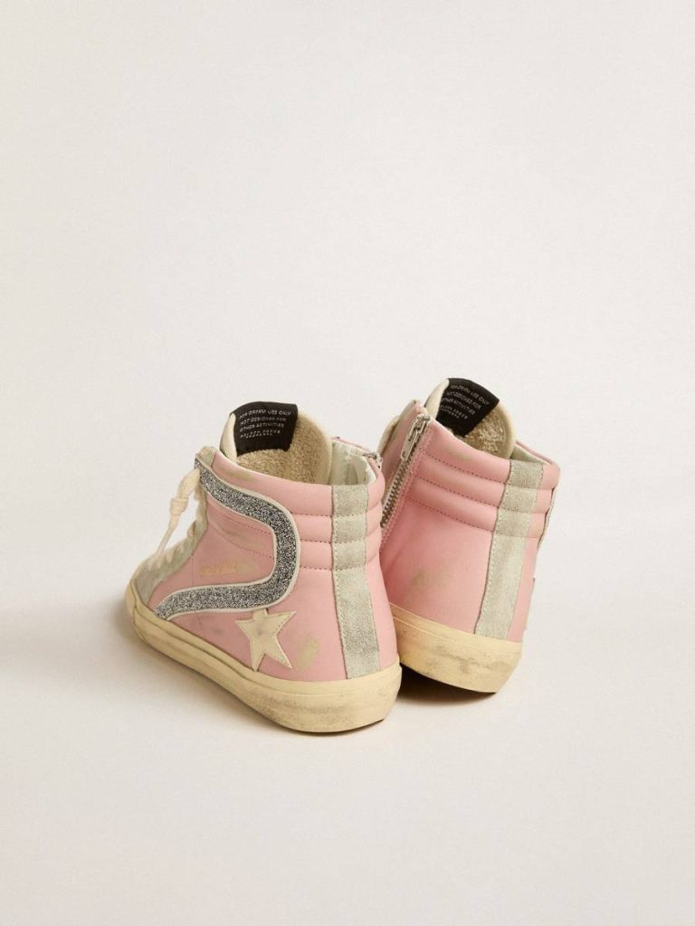 Slide Women Pink Slide Ltd With Leather Star And Swarovski Crystal Flash Golden Goose - 4