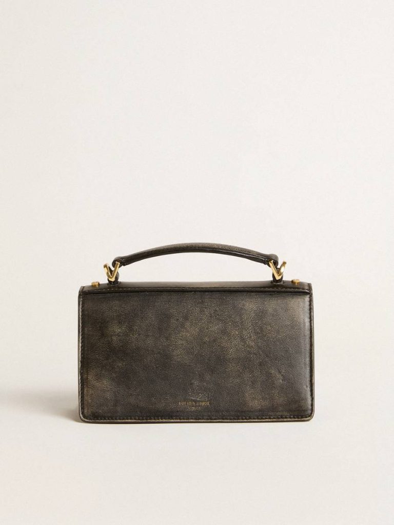 Small Venezia Bag In Black Distressed Leather With Gold Details Crossbody Bags Golden Goose Distressed Black Women - 3
