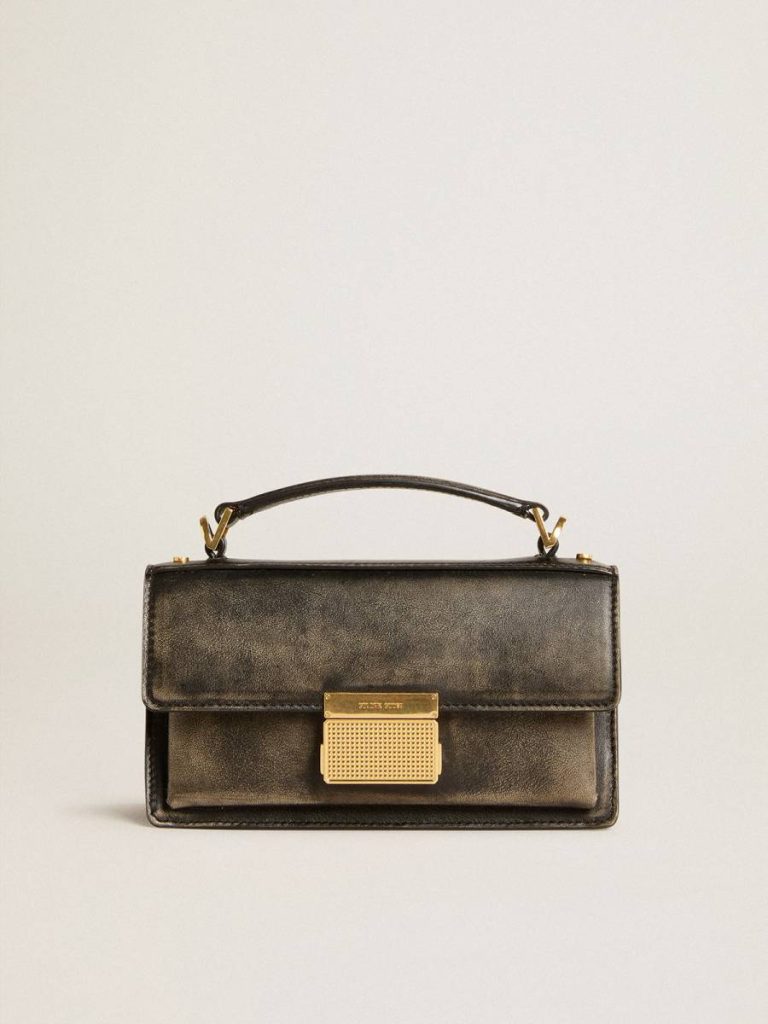 Small Venezia Bag In Black Distressed Leather With Gold Details Crossbody Bags Golden Goose Distressed Black Women - 1