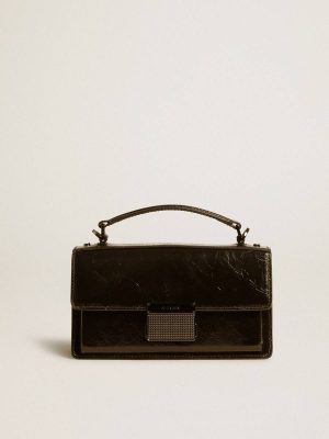 Small Venezia Bag In Black Metallic Leather With Black Details Golden Goose Women Black Crossbody Bags - 1
