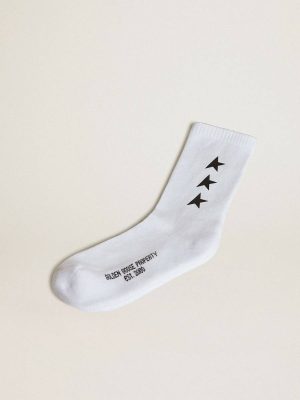 Socks Golden Goose Worn White Socks With Contrasting Black Stars Women Worn White - 1