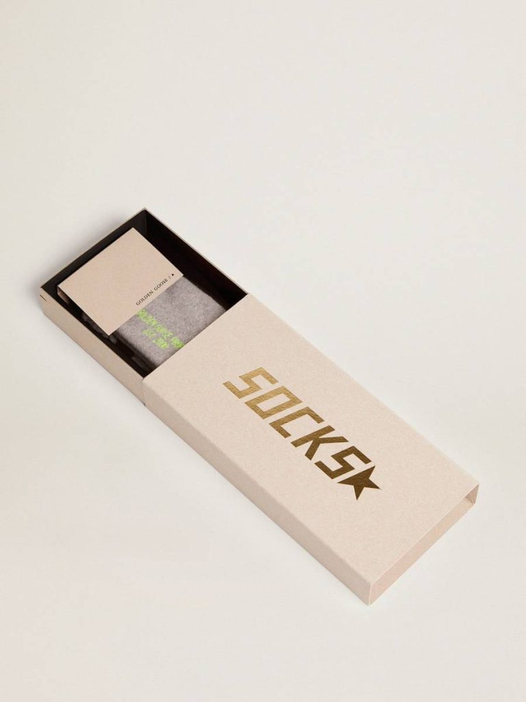 Socks Women Melange Grey Socks With Distressed Details And Two-Tone Stripes Golden Goose - 2