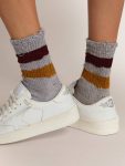 Socks Women Melange Grey Socks With Distressed Details And Two-Tone Stripes Golden Goose - 3