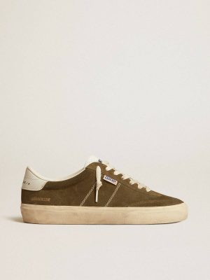 Soul Star In Green Suede With White Leather Heel Tab And Tongue Men Golden Goose Ggdb Classics - 1