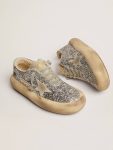 Space-Star Golden Goose Women Women's Space-Star Shoes In Silver Glitter With Shearling Lining - 2