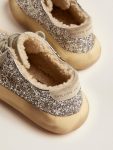 Space-Star Golden Goose Women Women's Space-Star Shoes In Silver Glitter With Shearling Lining - 4