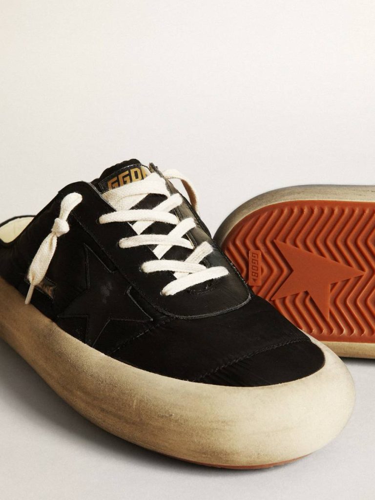 Space-Star Men's Space-Star Sabots In Black Nylon With Black Leather Star Men Golden Goose - 4