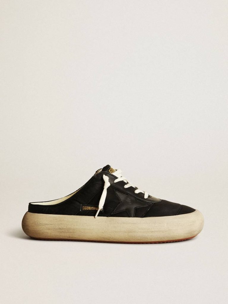 Space-Star Men's Space-Star Sabots In Black Nylon With Black Leather Star Men Golden Goose - 1