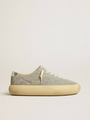 Space-Star Men's Space-Star Shoes In Ice-Gray Suede With Perforated Star Golden Goose Men - 1