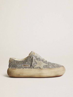 Space-Star Women's Space-Star In Silver Glitter With Ice-Gray Star Golden Goose Women - 1