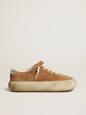 Space-Star Women's Space-Star In Tobacco-Colored Suede With Perforated Star Women Golden Goose - 1