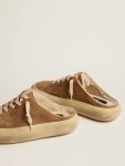 Space-Star Women's Space-Star Sabot Shoes In Tobacco-Colored Suede With Shearling Lining Golden Goose Women - 4