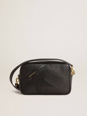 Star Bag In Black Leather With Tone-On-Tone Star Black Crossbody Bags Women Golden Goose - 1