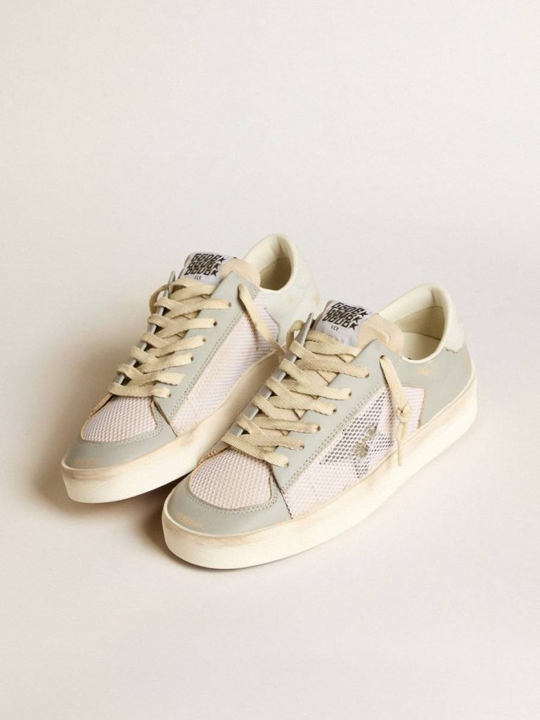 Stardan Golden Goose Women Stardan In Gray Nappa Leather And White Mesh With Gray Leather Star - 2