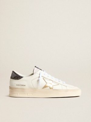 Stardan Golden Goose Women’s Stardan With Gold Star And Glitter Heel Tab Women White - 1