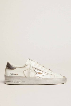 Stardan Stardan Sneakers With Silver Metallic Leather Star And Heel Tab White Women Golden Goose - 1