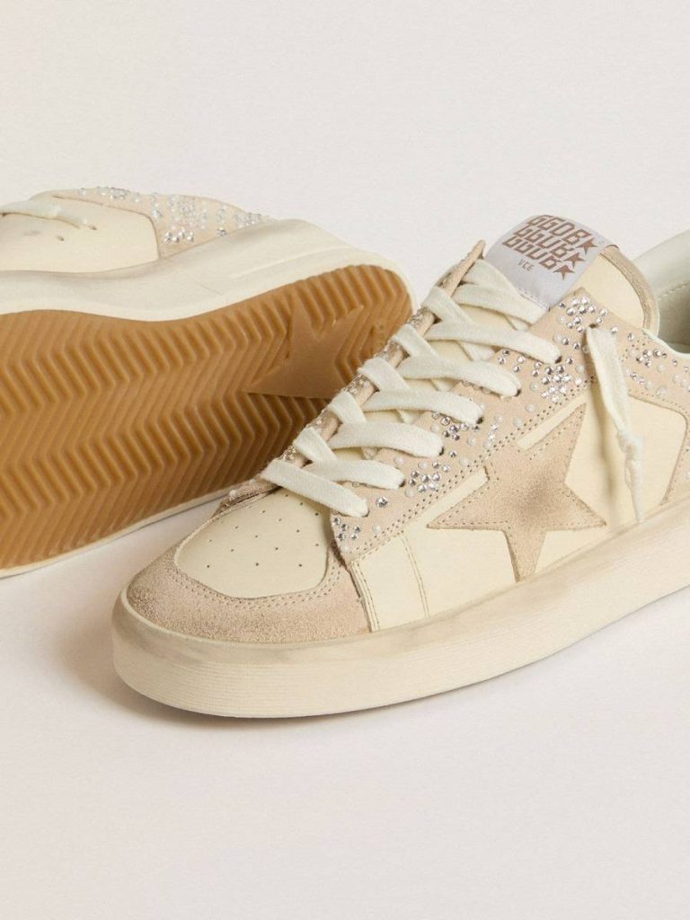 Stardan Women Stardan In Cream-Colored Suede And Leather With Swarovski And A Suede Star Golden Goose - 3