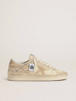 Stardan Women Stardan In Cream-Colored Suede And Leather With Swarovski And A Suede Star Golden Goose - 1