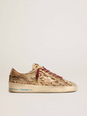 Stardan Women's Stardan Ltd In Animal-Print Pony Skin With Gold Glitter Star Women Golden Goose - 1