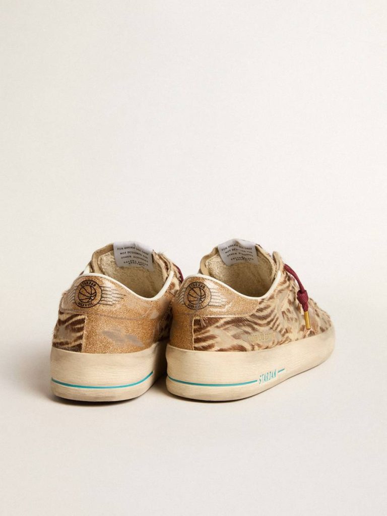 Stardan Women's Stardan Ltd In Animal-Print Pony Skin With Gold Glitter Star Women Golden Goose - 4