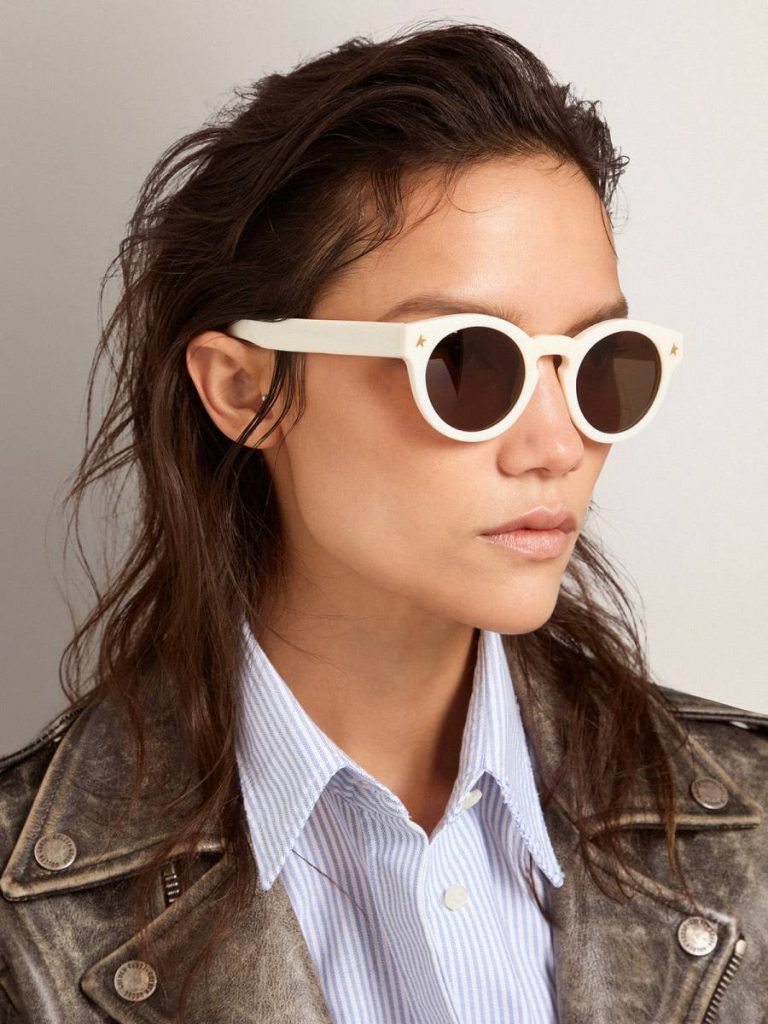 Sunglasses Panthos Model With White Frame And Gold Details Women Golden Goose White Sunglasses - 3