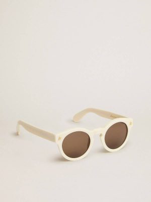 Sunglasses Panthos Model With White Frame And Gold Details Women Golden Goose White Sunglasses - 1