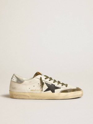 Super-Star Golden Goose Men Men's Super-Star Ltd In Nappa Leather With Black Leather Star And Silver Heel Tab - 1