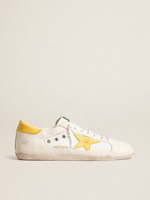 Super-Star Golden Goose Men’s Super-Star In Mesh And Nappa Leather With Yellow Leather Star And Heel Tab Men - 1