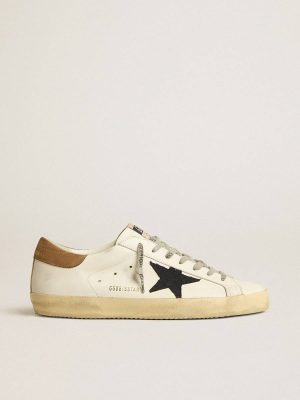 Super-Star Golden Goose Men's Super-Star In White Leather With Midnight-Blue Canvas Star And Tobacco Leather Heel Tab Men - 1