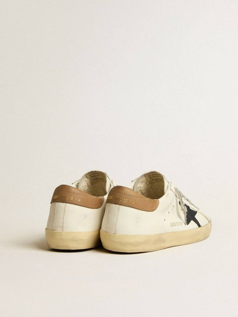 Super-Star Golden Goose Men's Super-Star In White Leather With Midnight-Blue Canvas Star And Tobacco Leather Heel Tab Men - 5
