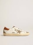 Super-Star Golden Goose White Men Super-Star With Suede Star And Brown Leather Heel Tab - 1