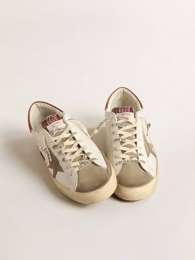 Super-Star Golden Goose White Men Super-Star With Suede Star And Brown Leather Heel Tab - 2